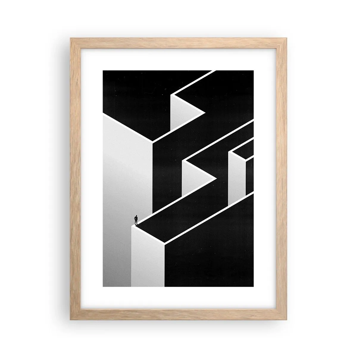Pôster com moldura de carvalho claro - Solidão no topo - 30x40 cm