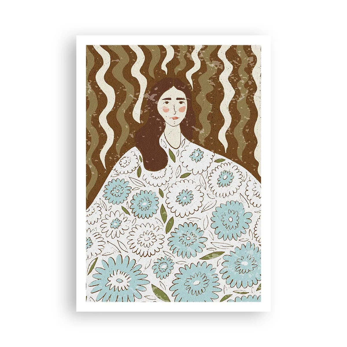 Pôster - Retrato em um manto floral - 70x100 cm