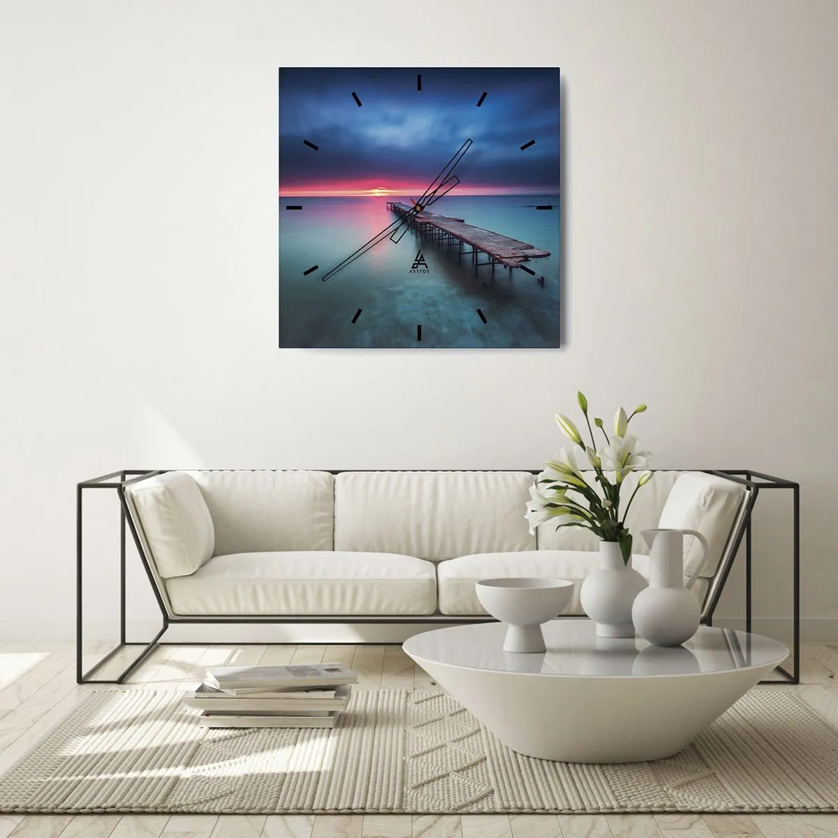 Relógio de parede - Relógio em vidro - Entre o céu e a terra - 30x30 cm