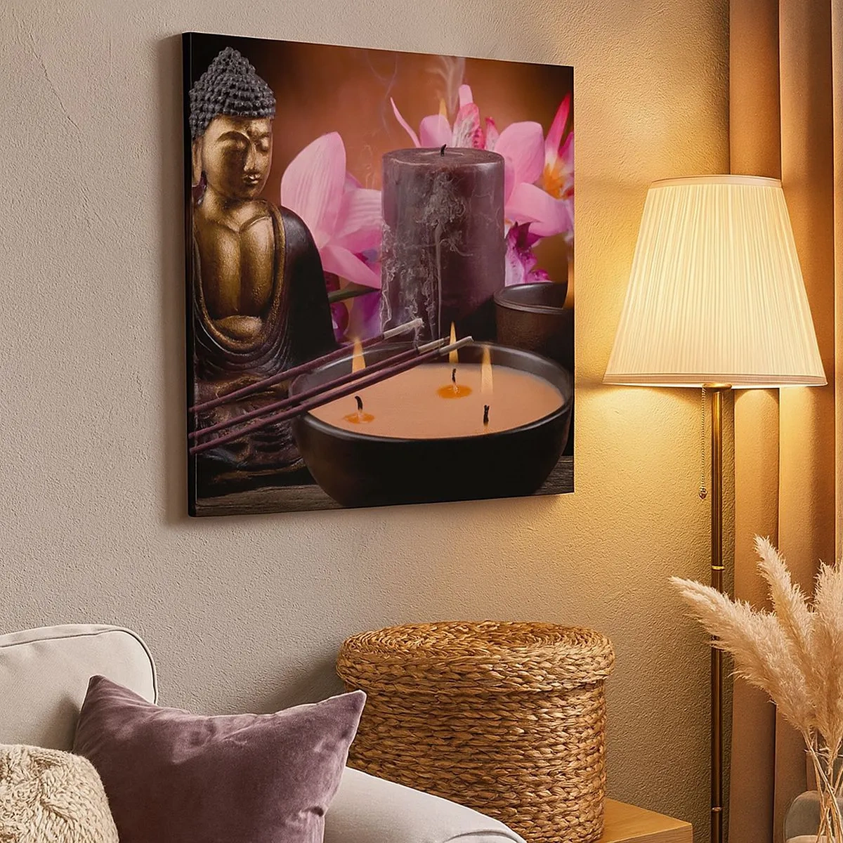 Quadro em tela - Limpar a mente, acalmar o corpo - 30x30 cm