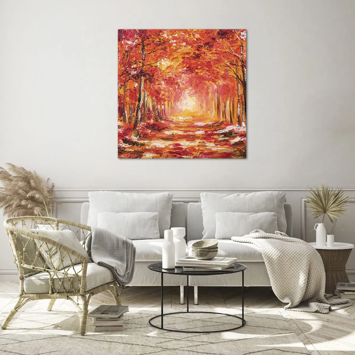Quadro em vidro - Floresta de cobre - 40x40 cm
