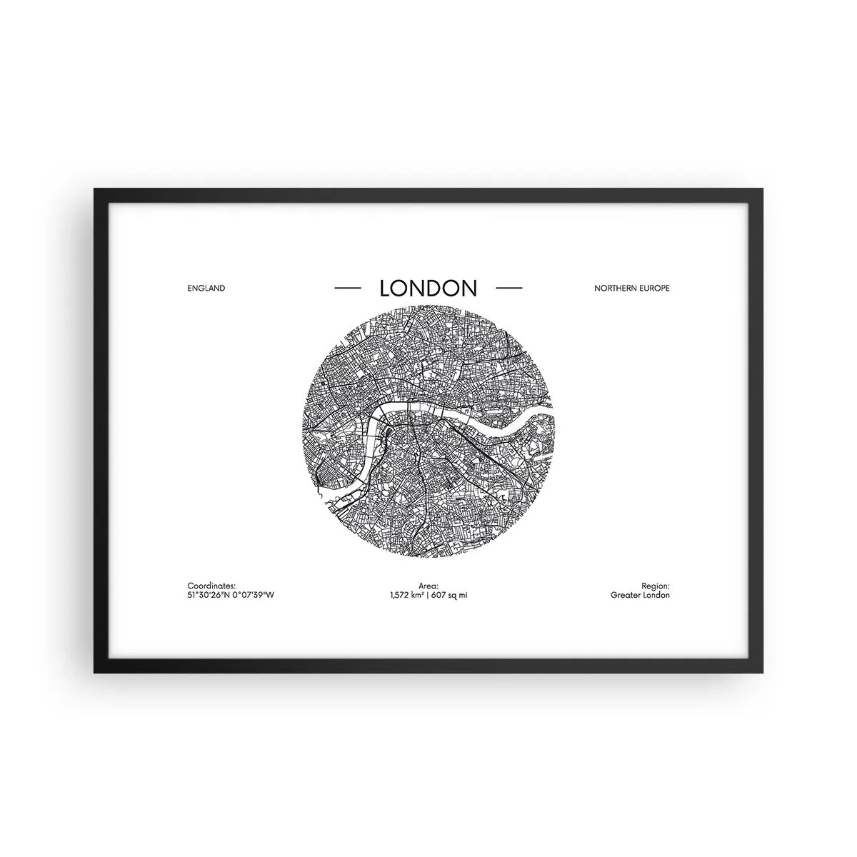 Pôster com moldura preta - Anatomia de Londres - 70x50 cm