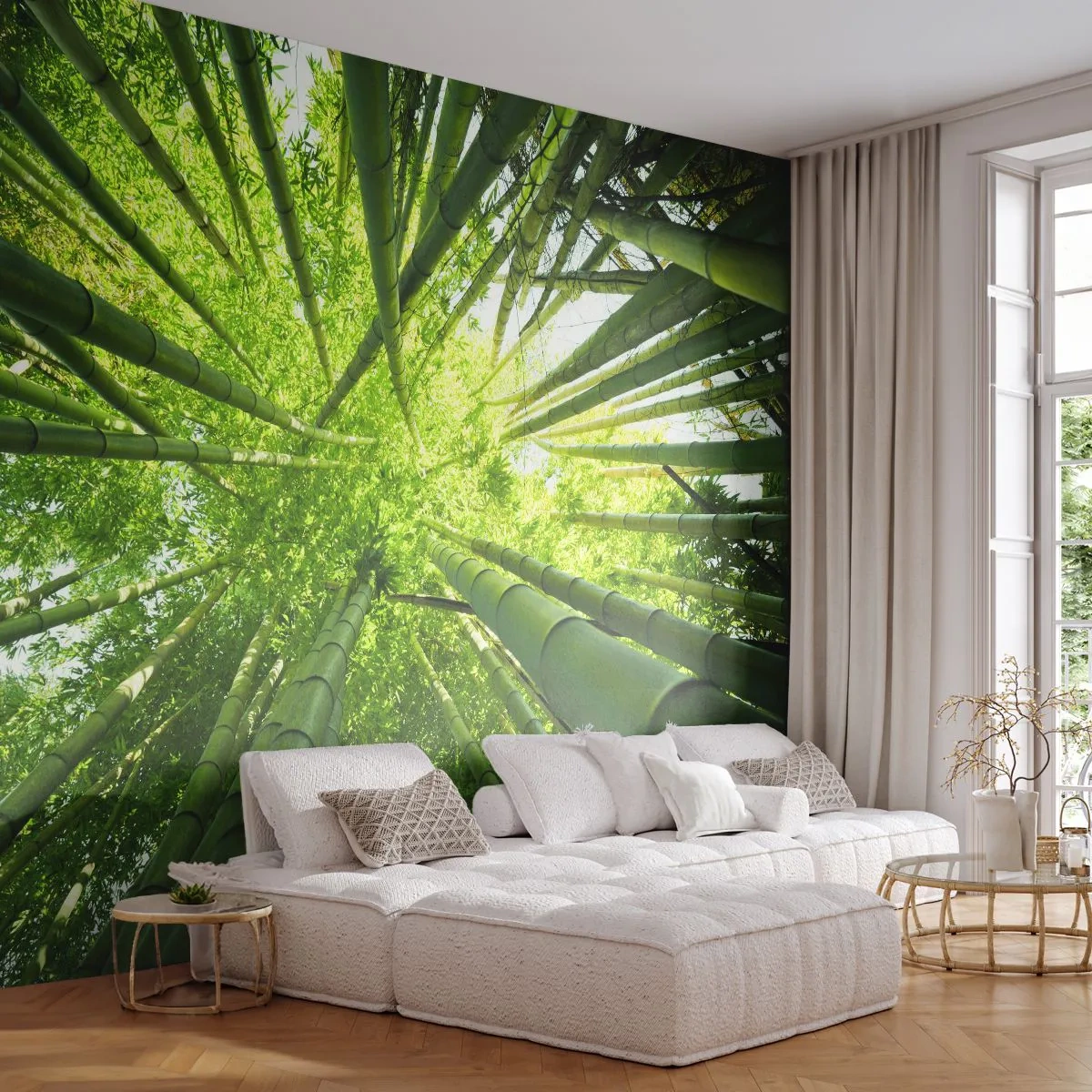 Papel de Parede Premium Sand - Em um bosque de bambu - Floresta de bambu, Selva, Bambu - 100x70 cm