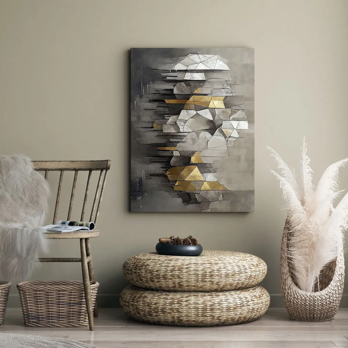 Quadro em tela - Composição de gelo e luz - 80x120 cm