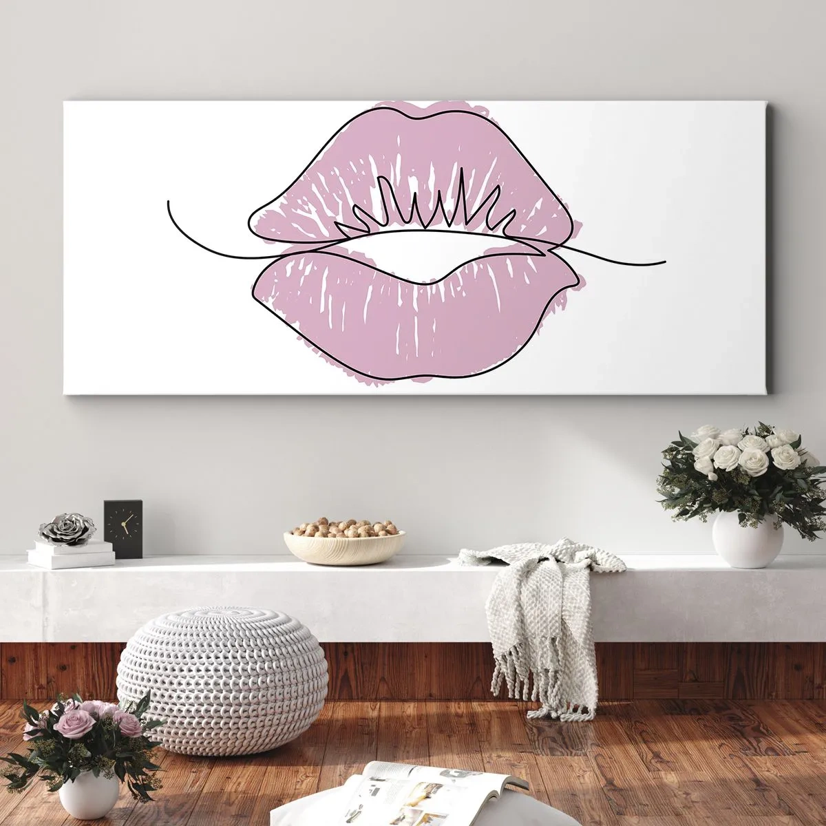 Quadro em tela - Pronto para beijar? - 100x40 cm