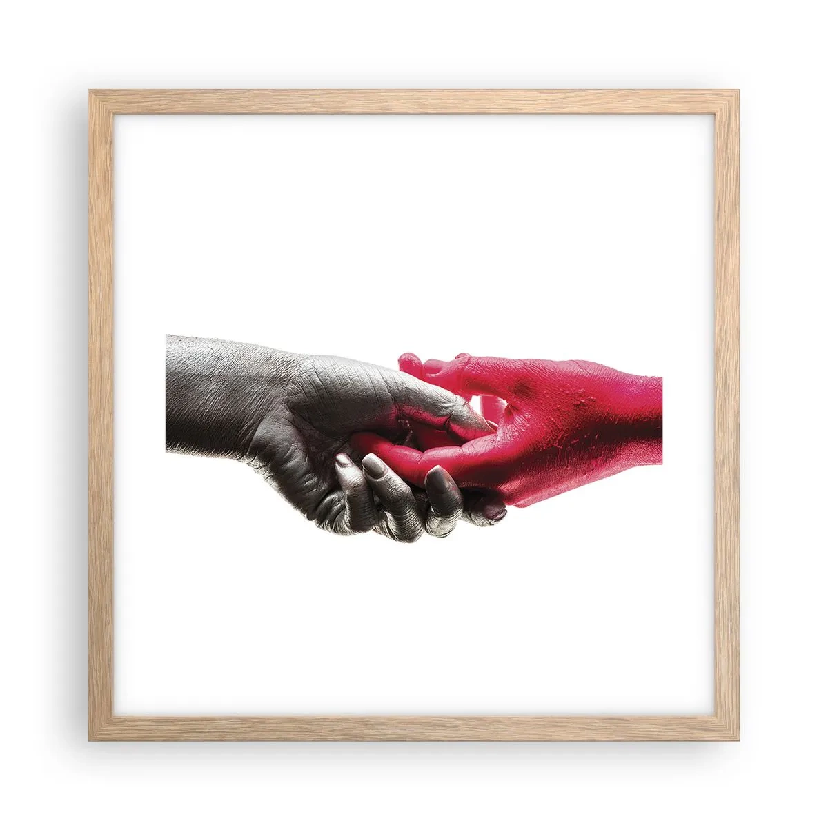 Pôster com moldura de carvalho claro - Juntos, mas diferentes - 40x40 cm