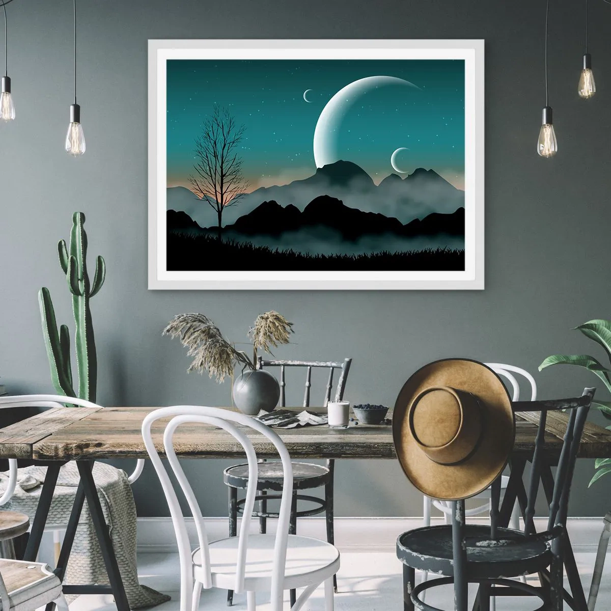 Pôster em moldura branca - Carnaval de uma noite estrelada - 100x70 cm