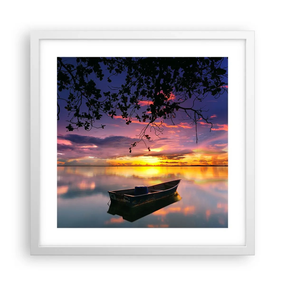 Pôster em moldura branca - Parece que estás pendurado no meio do céu… - 40x40 cm