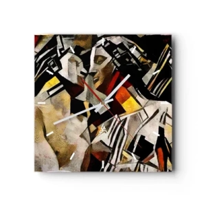 Relógio de parede - Relógio em vidro - Beijo da estátua - 30x30 cm
