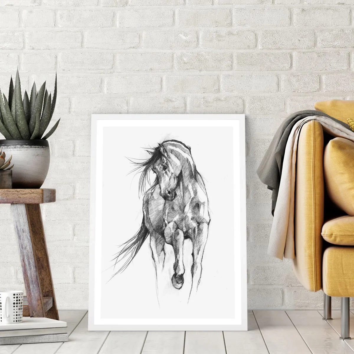 Pôster em moldura branca - Num trote gracioso - 61x91 cm