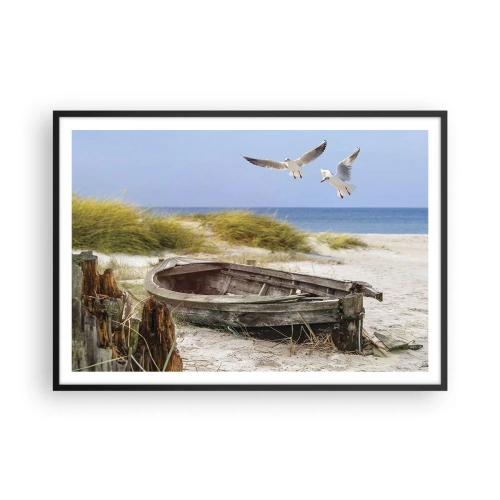 Pôster com moldura preta - Banhado pelo vento - 100x70 cm