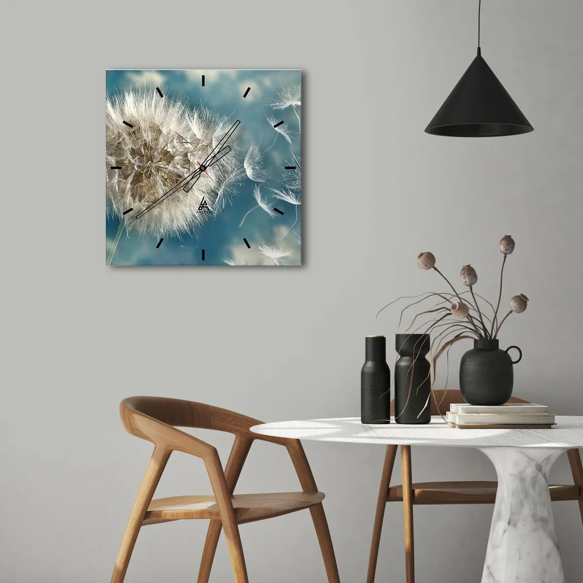 Relógio de parede - Relógio em vidro - Respiração de um anjo - 40x40 cm