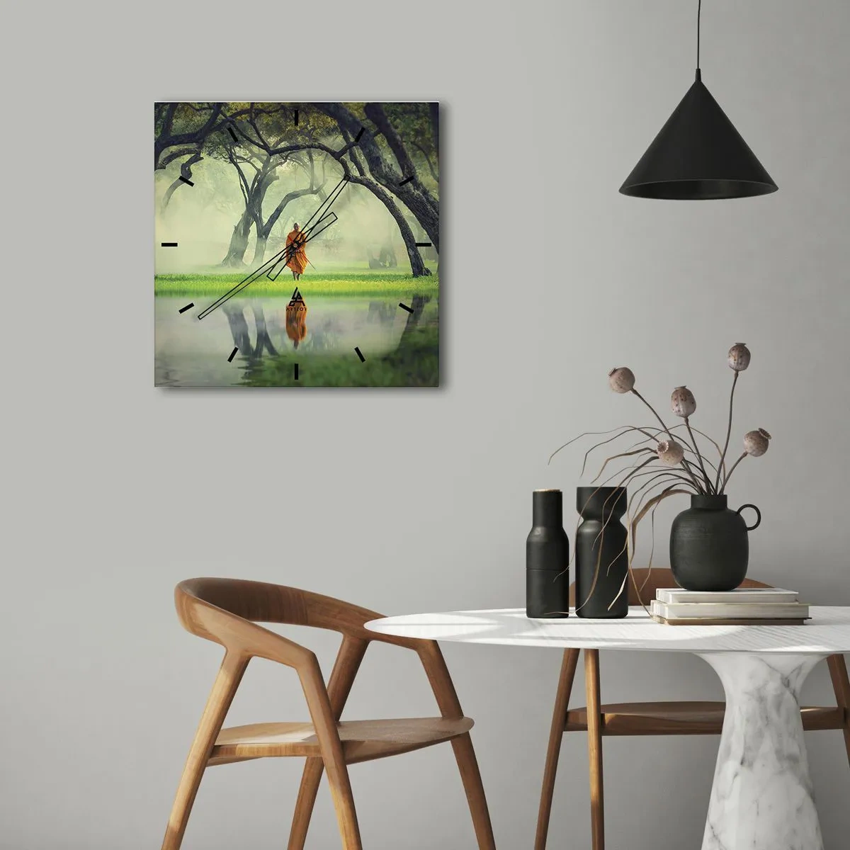 Relógio de parede - Relógio em vidro - A caminho da iluminação - 30x30 cm