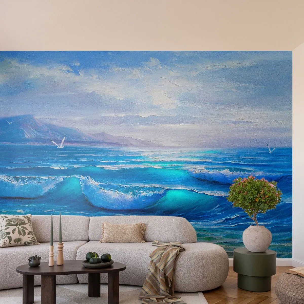 Papel de Parede Premium Sand - Conforta e consola - Abstração, Mar, Gráficos - 400x280 cm