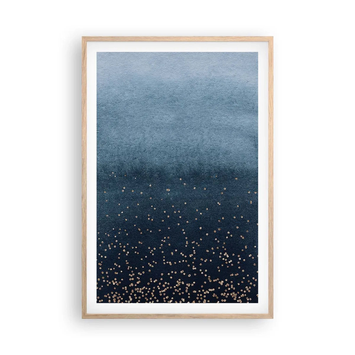 Pôster com moldura de carvalho claro - Composição – fases azuis - 61x91 cm