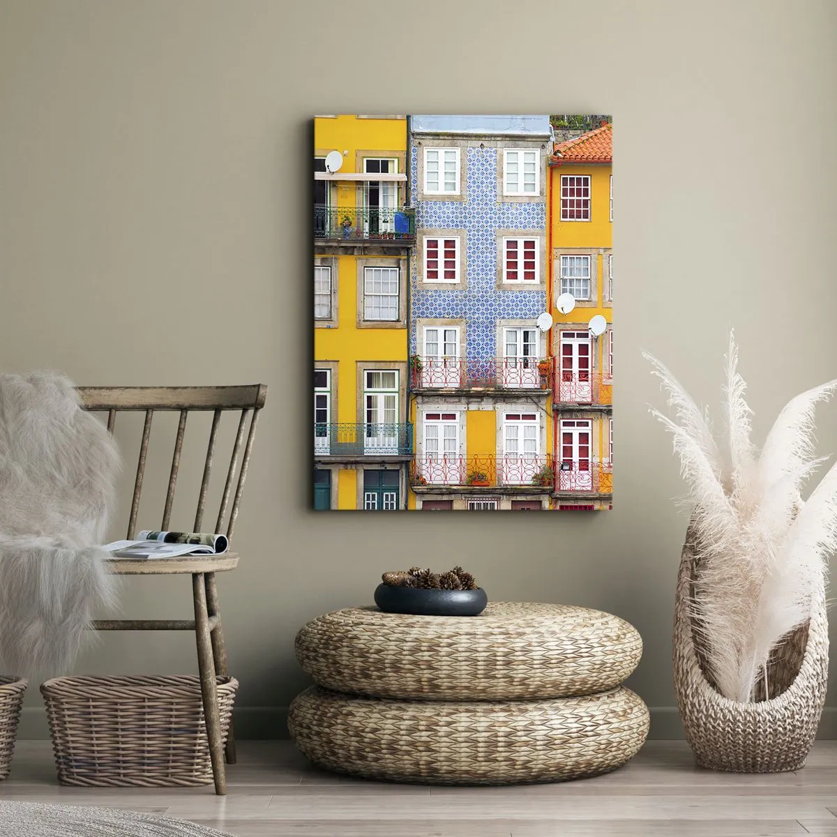 Quadro em tela - Cores da cidade velha - 55x100 cm