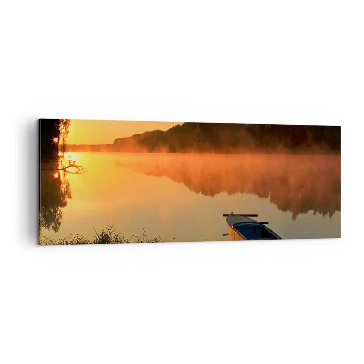 Quadro em tela - Nascer do sol sobre a água como um espelho - 140x50 cm