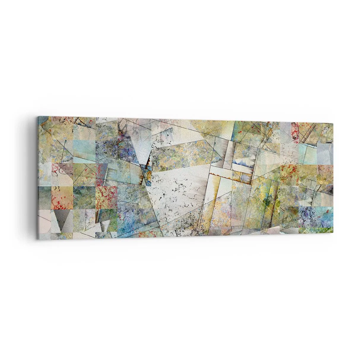 Quadro em tela - Embaralhamento geométrico - 140x50 cm