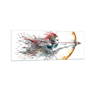 Quadro em vidro - Guerreiro mítico com um arco de fogo - 140x50 cm