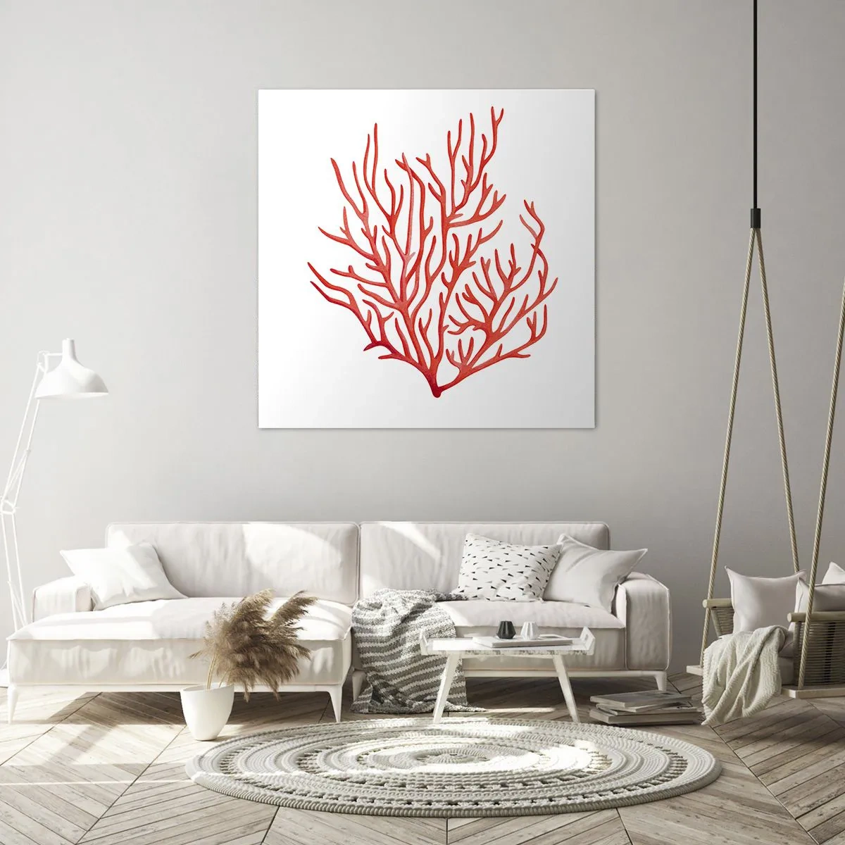 Quadro em tela - Filigrana coral - 70x70 cm