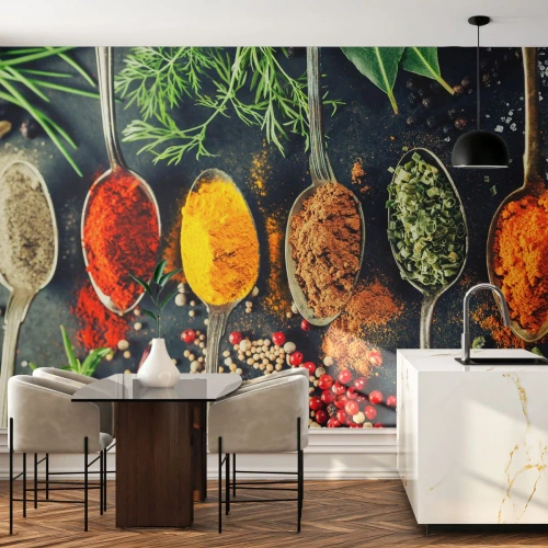 Papel de Parede Premium Sand - Magia culinária - Especiarias, Ervas, Cozinha - 150x105 cm