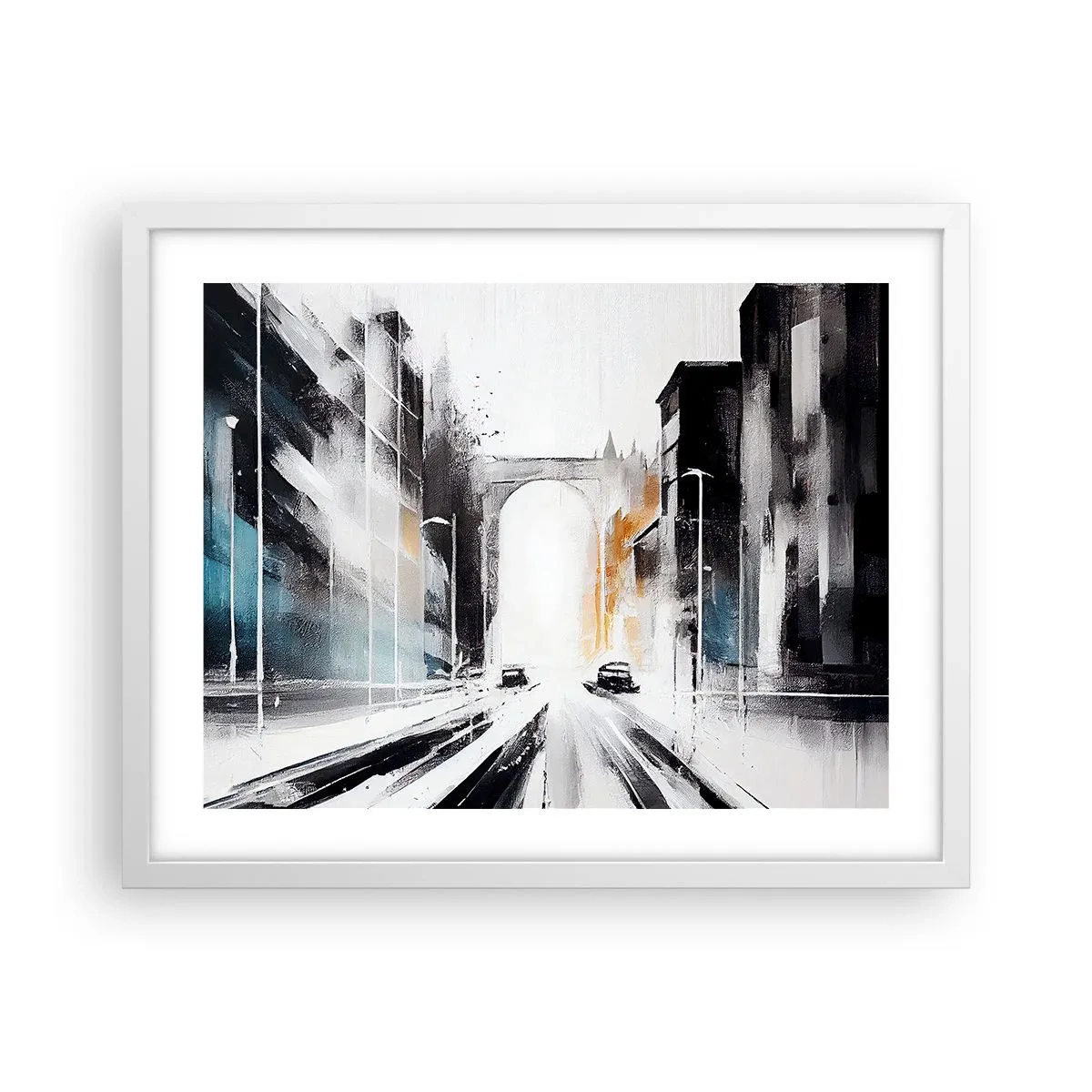 Pôster em moldura branca - Estudo da cidade: arquitetura e movimento - 50x40 cm