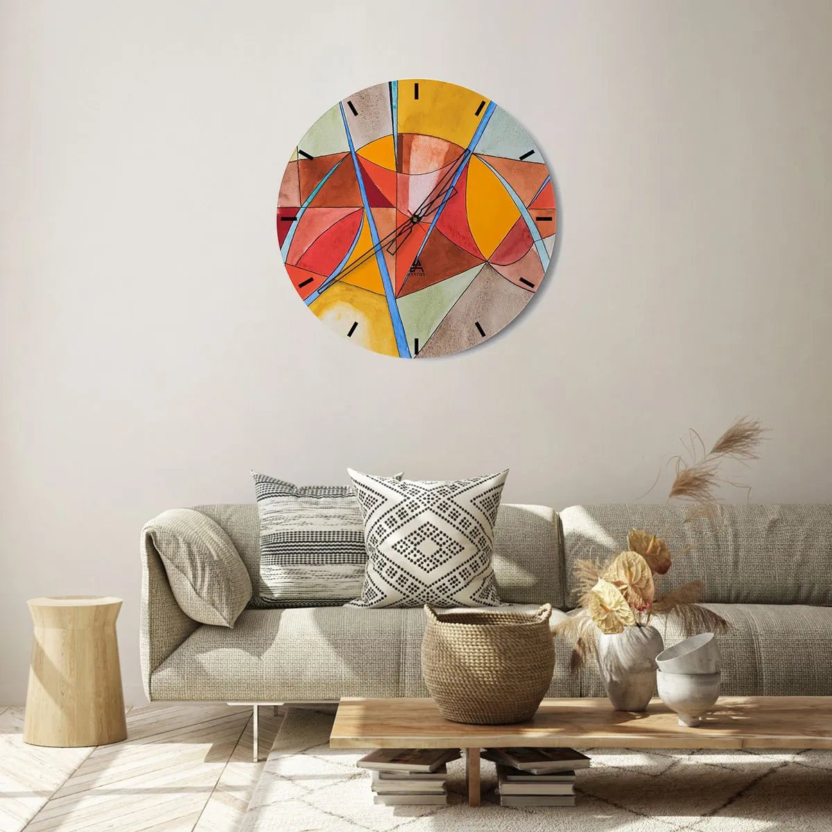 Relógio de parede - Relógio em vidro - Padrões geométricos abstratos em cores vibrantes - 30x30cm - Carrossel, carrossel dos sonhos - Decoração de parede moderna para a sala de estar, cozinha e quarto ARTTOR