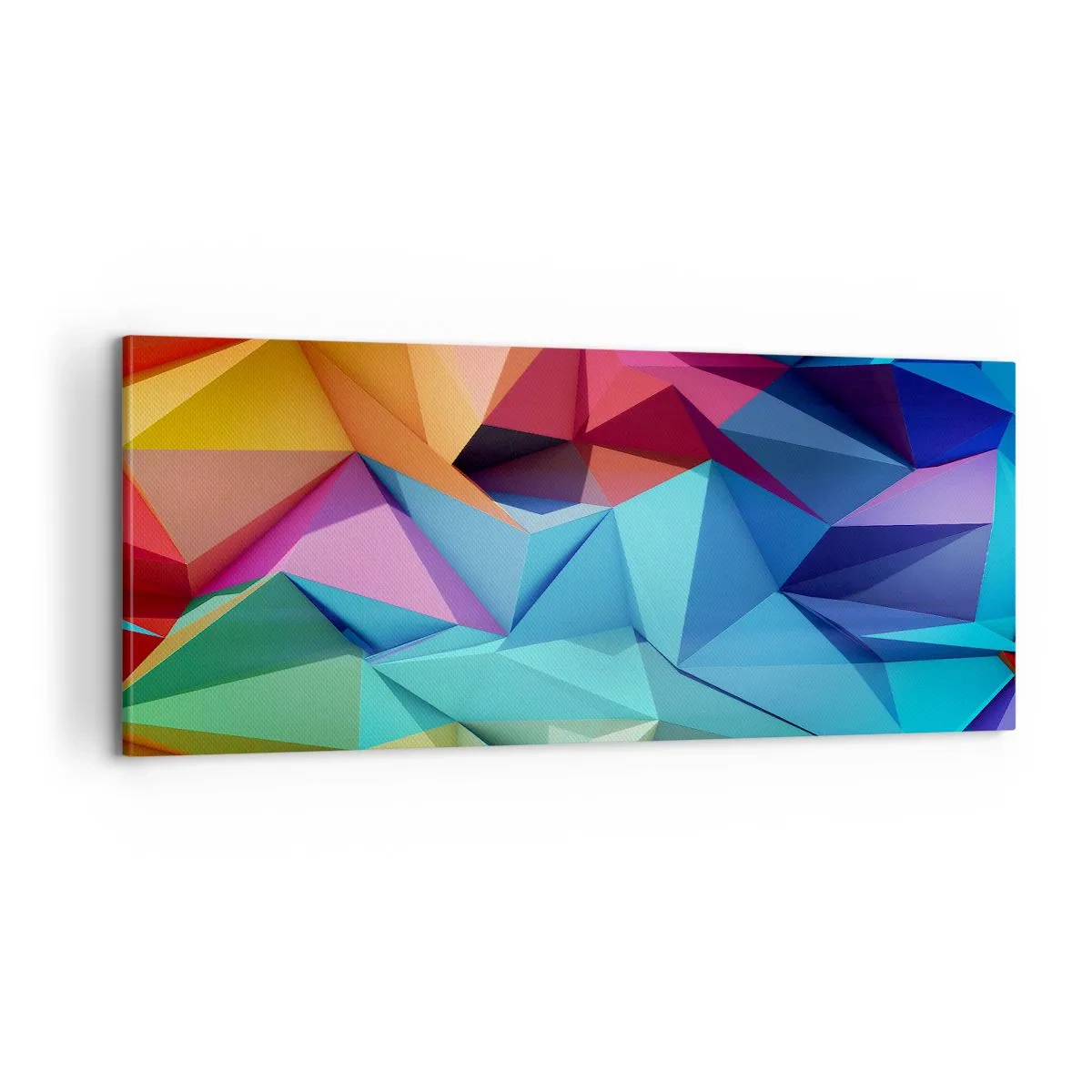 Quadro em tela - Arco-íris de origami - 100x40 cm