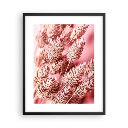 Pôster com moldura preta - Cascata floral em rosa - 40x50 cm