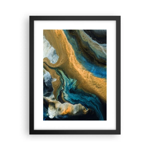 Pôster com moldura preta - Azul – amarelo – influências mútuas - 30x40 cm