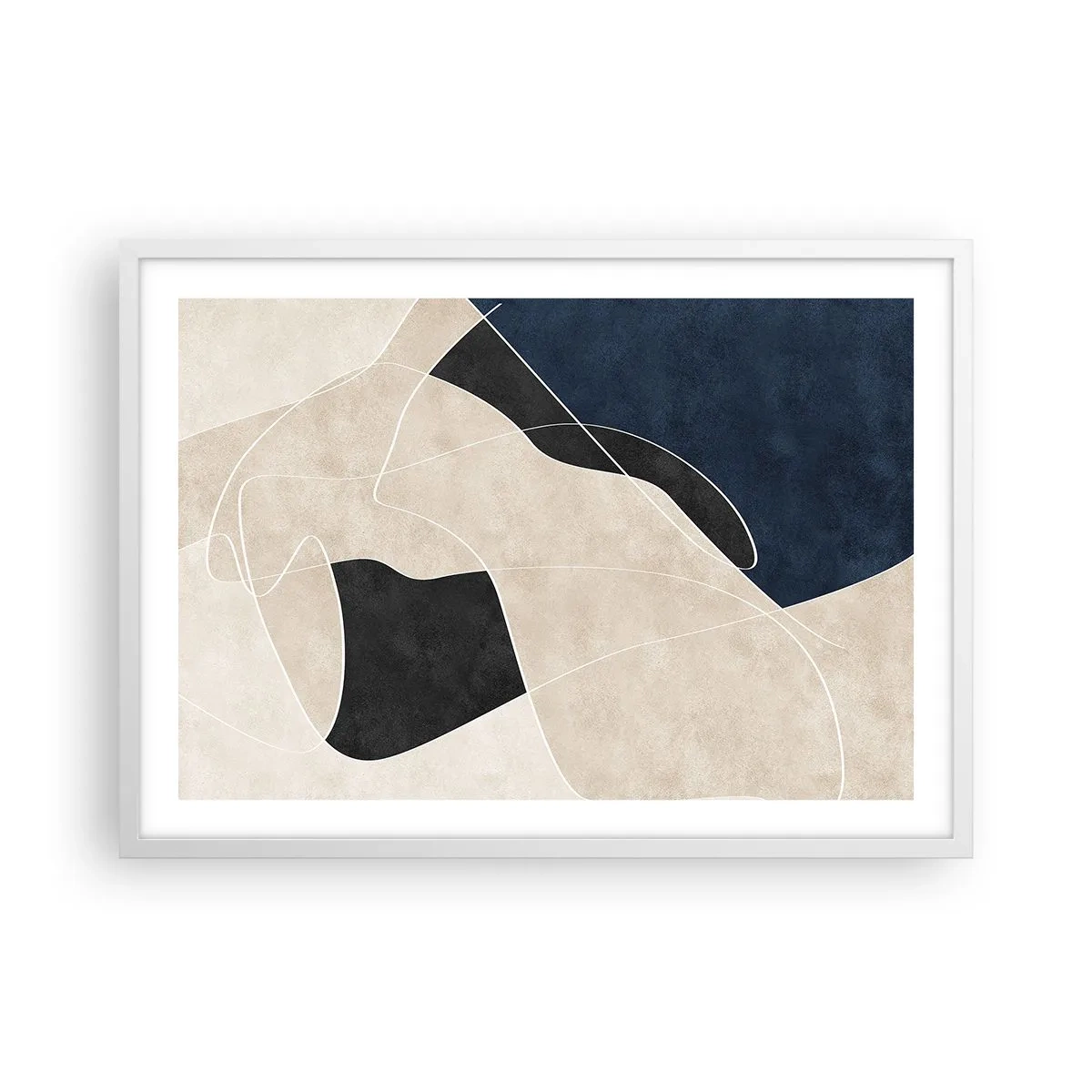 Pôster em moldura branca - Composição abstrata – contraste de cores - 70x50 cm