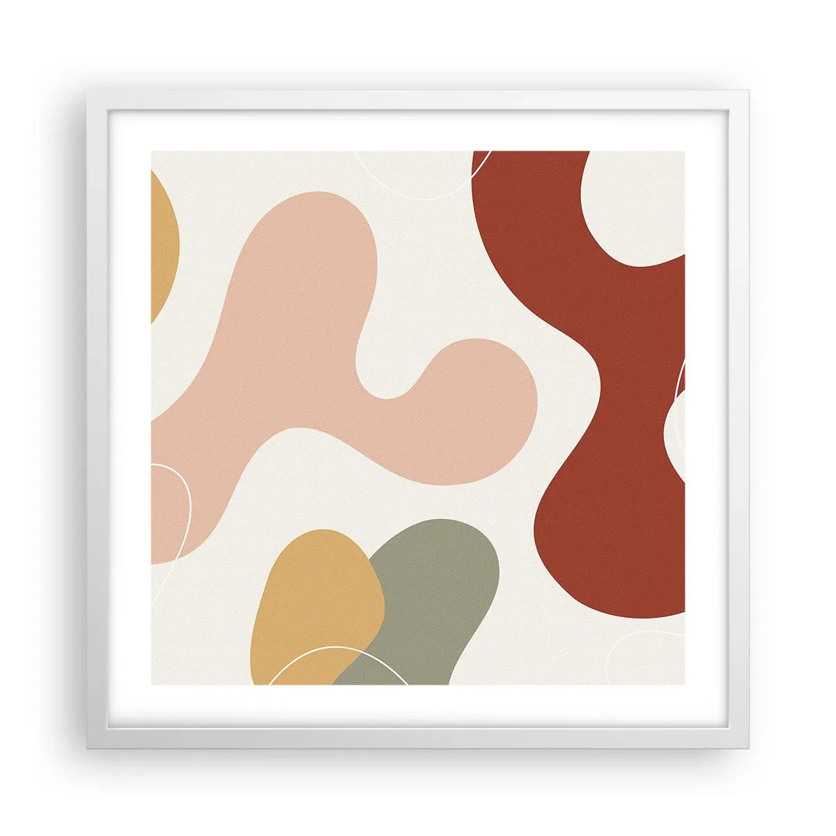 Pôster em moldura branca - Ziguezagues ornamentais - 50x50 cm