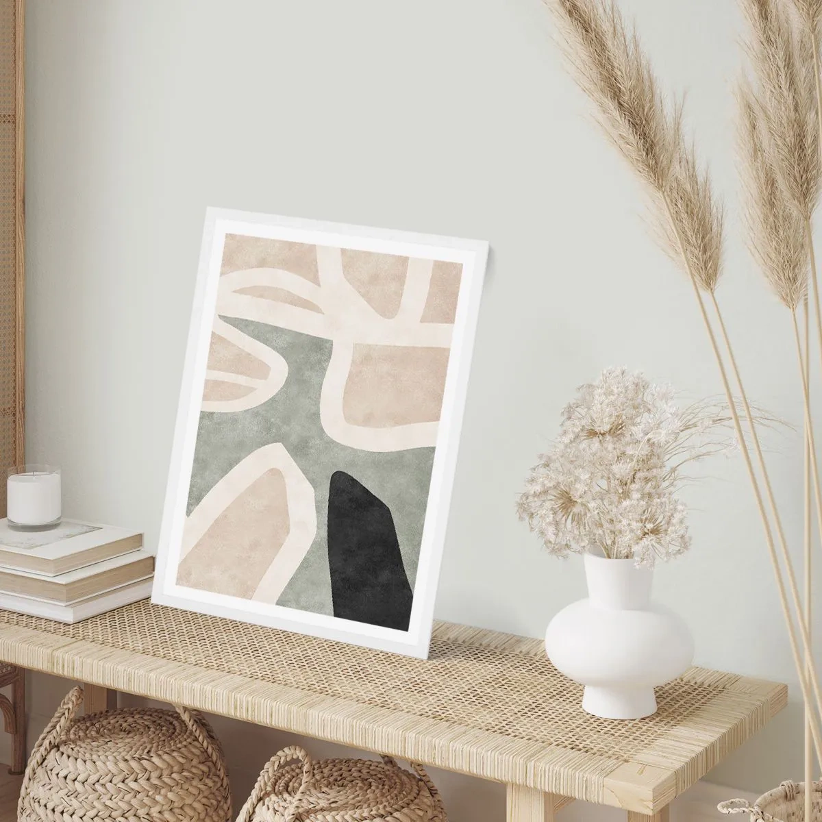 Pôster em moldura branca - Composição com motivo preto - 30x40 cm