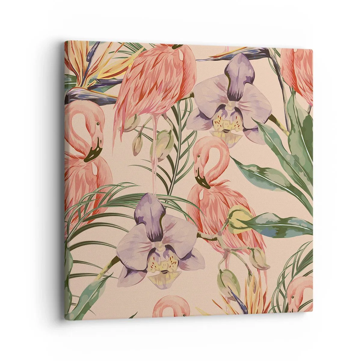 Quadro em tela - Balé rosa em flores - 40x40 cm