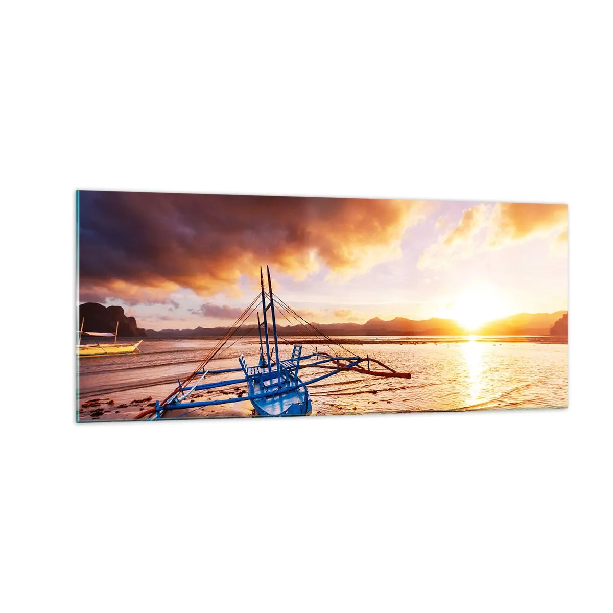 Quadro em vidro - Esticar-se na areia após um longo dia - 100x40 cm