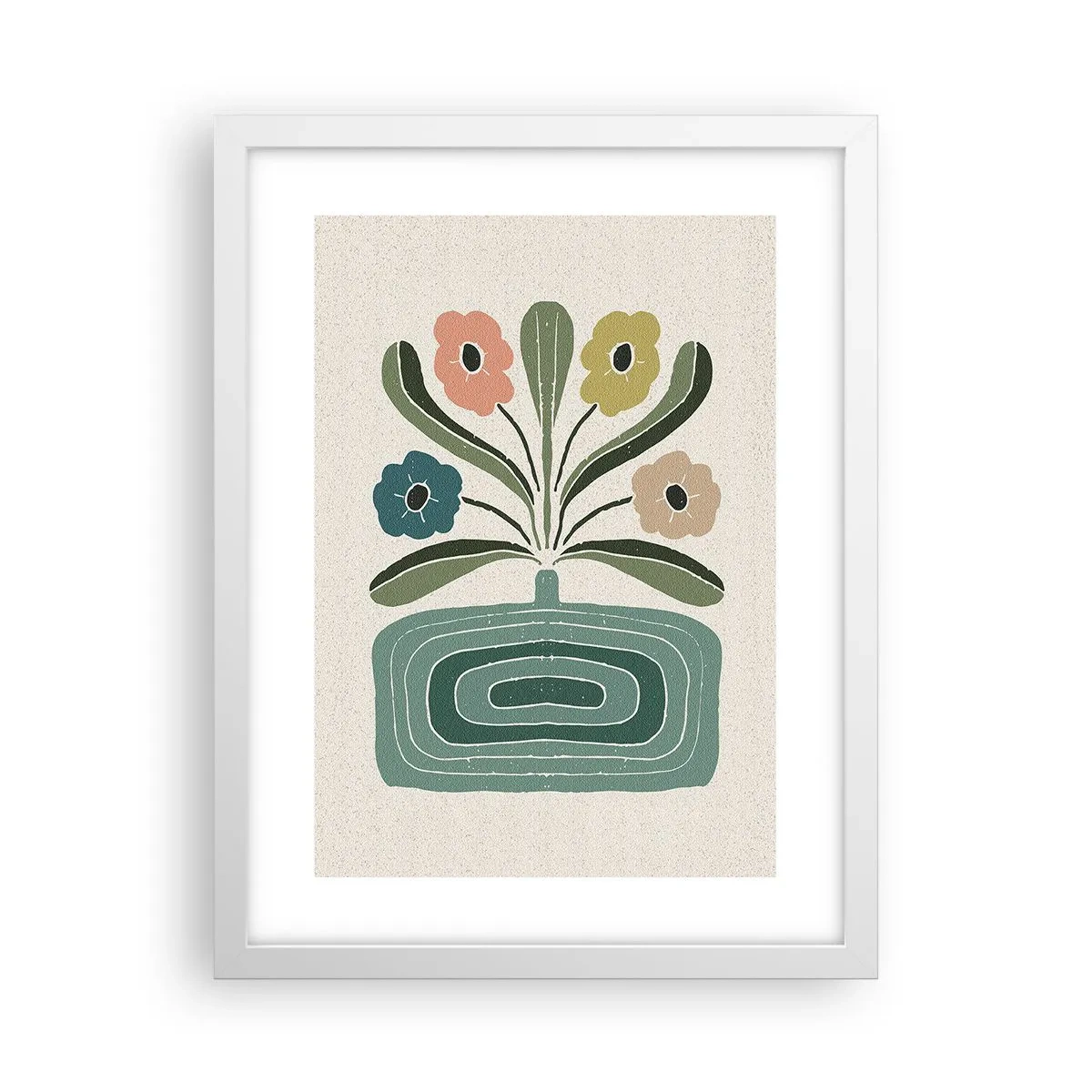 Pôster em moldura branca - Buquê simétrico - 30x40 cm