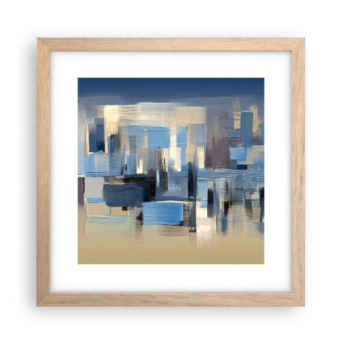 Pôster com moldura de carvalho claro - Construção azul - 30x30 cm