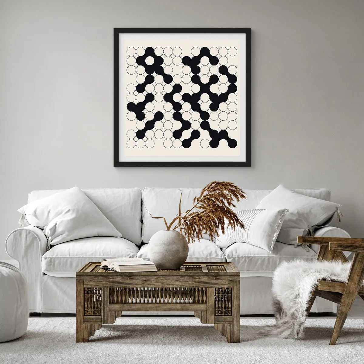 Pôster com moldura preta - Jogo chinês – variação - 40x40 cm