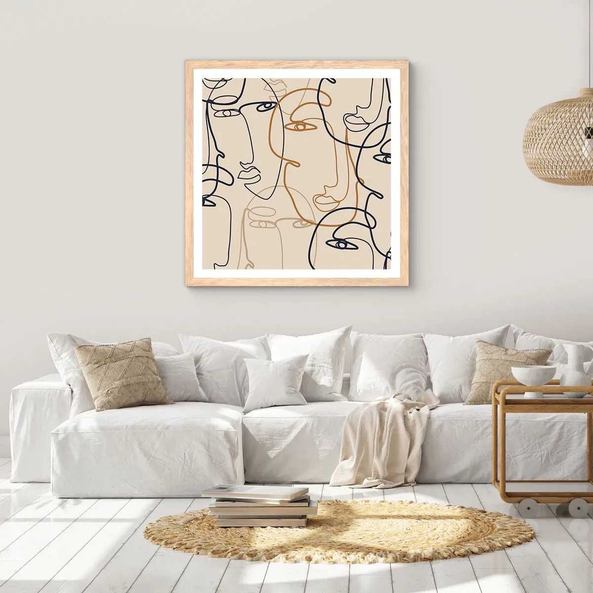 Pôster com moldura de carvalho claro - Retrato multiplicado - 60x60 cm