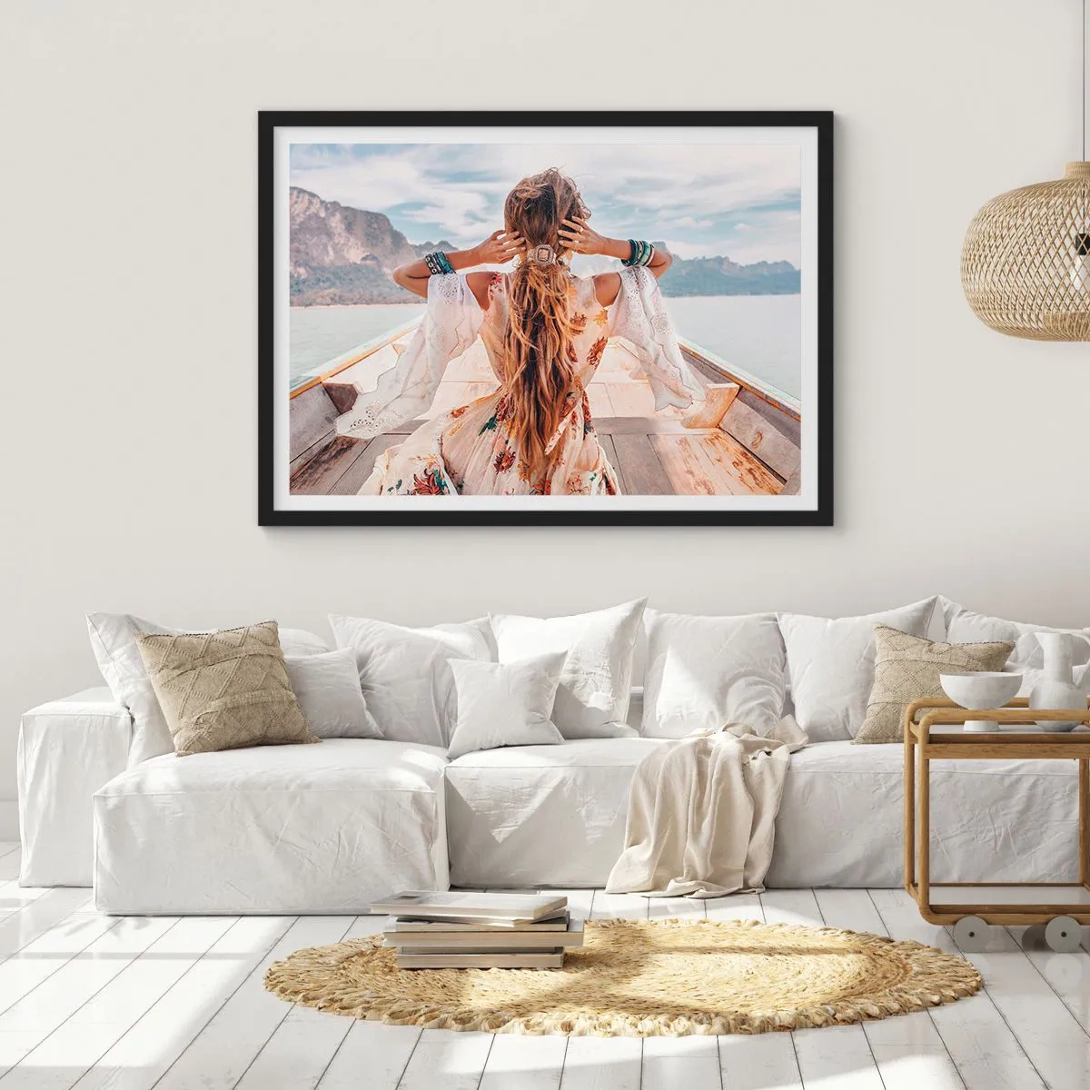 Pôster com moldura preta - A caminho da felicidade - 70x50 cm