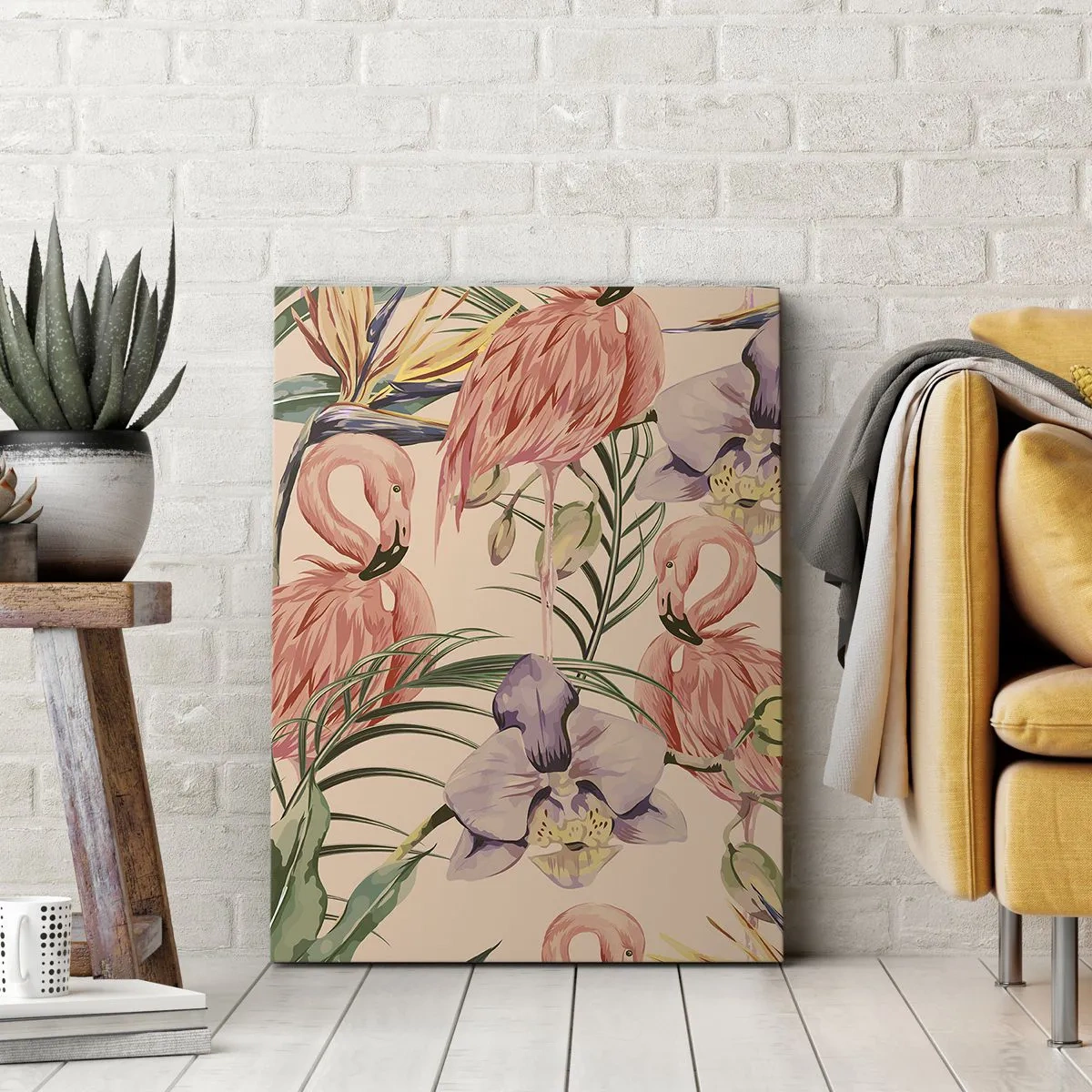 Quadro em tela - Balé rosa em flores - 65x120 cm