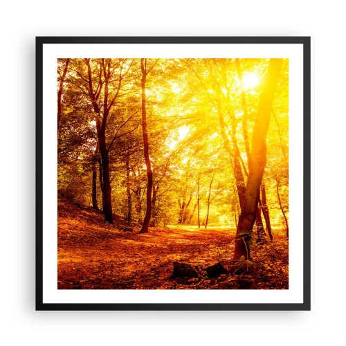 Pôster com moldura preta - Rumo à clareira dourada - 60x60 cm