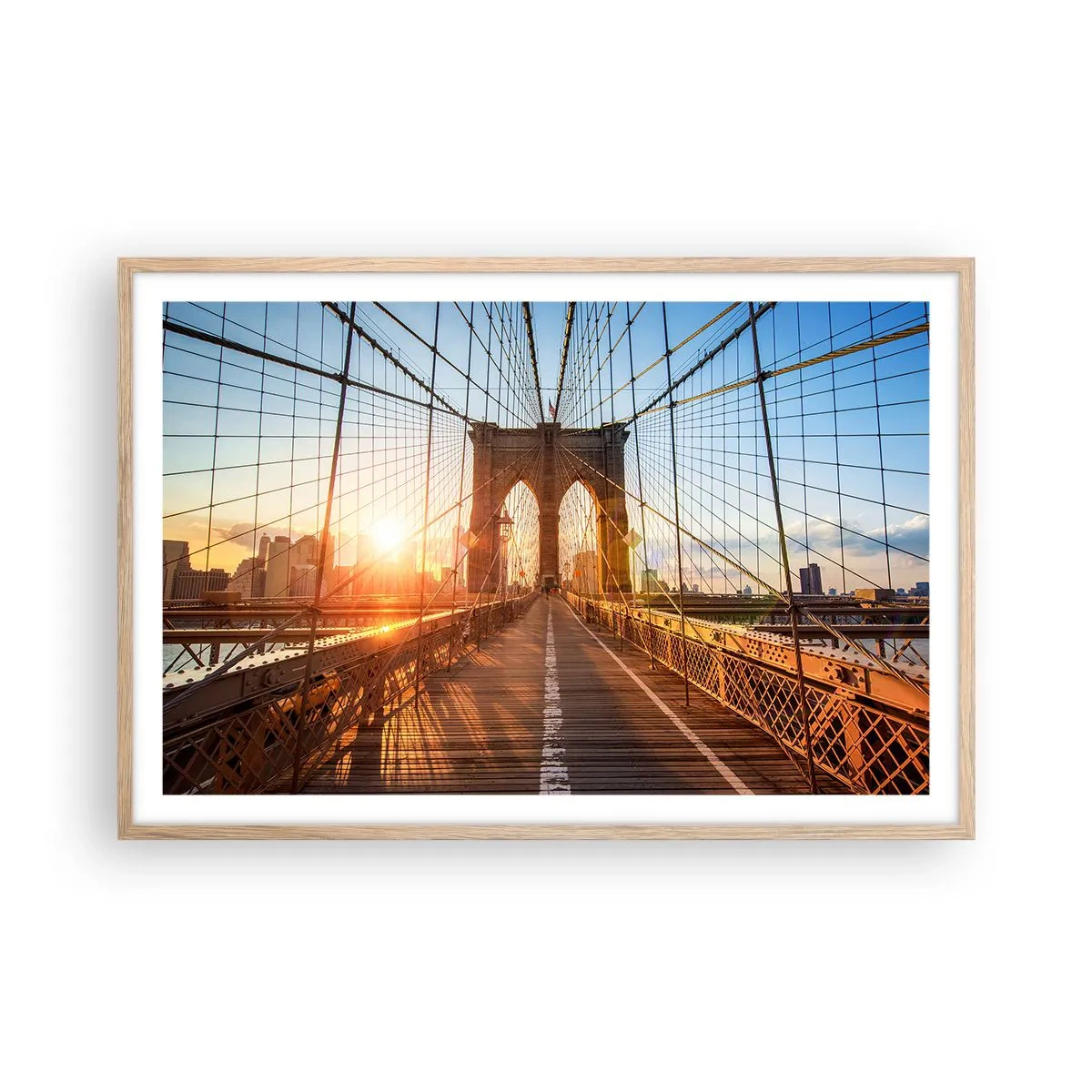 Pôster com moldura de carvalho claro - Na Ponte Dourada - 91x61 cm