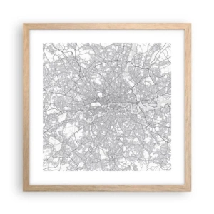 Pôster com moldura de carvalho claro - Mapa do labirinto de Londres - 40x40 cm