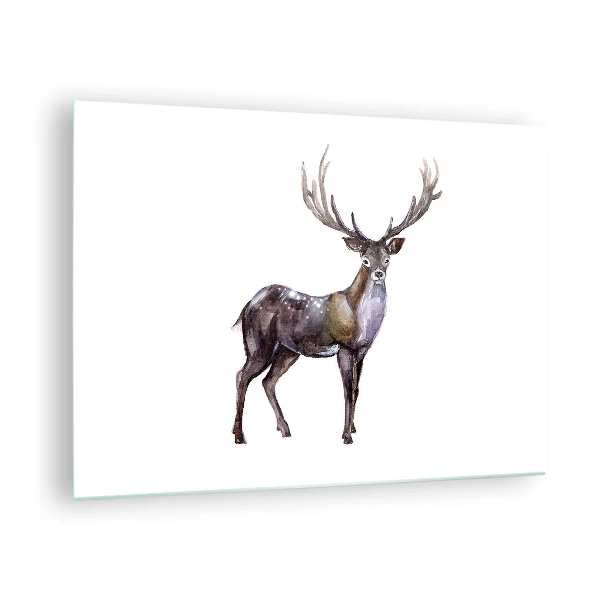 Quadro em vidro - Veado elegante em aquarela - 70x50cm - Rei da Floresta do Norte - Decoração de parede moderna para a sala de estar e quarto ARTTOR