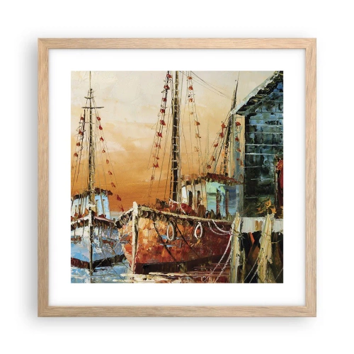 Pôster com moldura de carvalho claro - Um regresso tranquilo - 40x40 cm