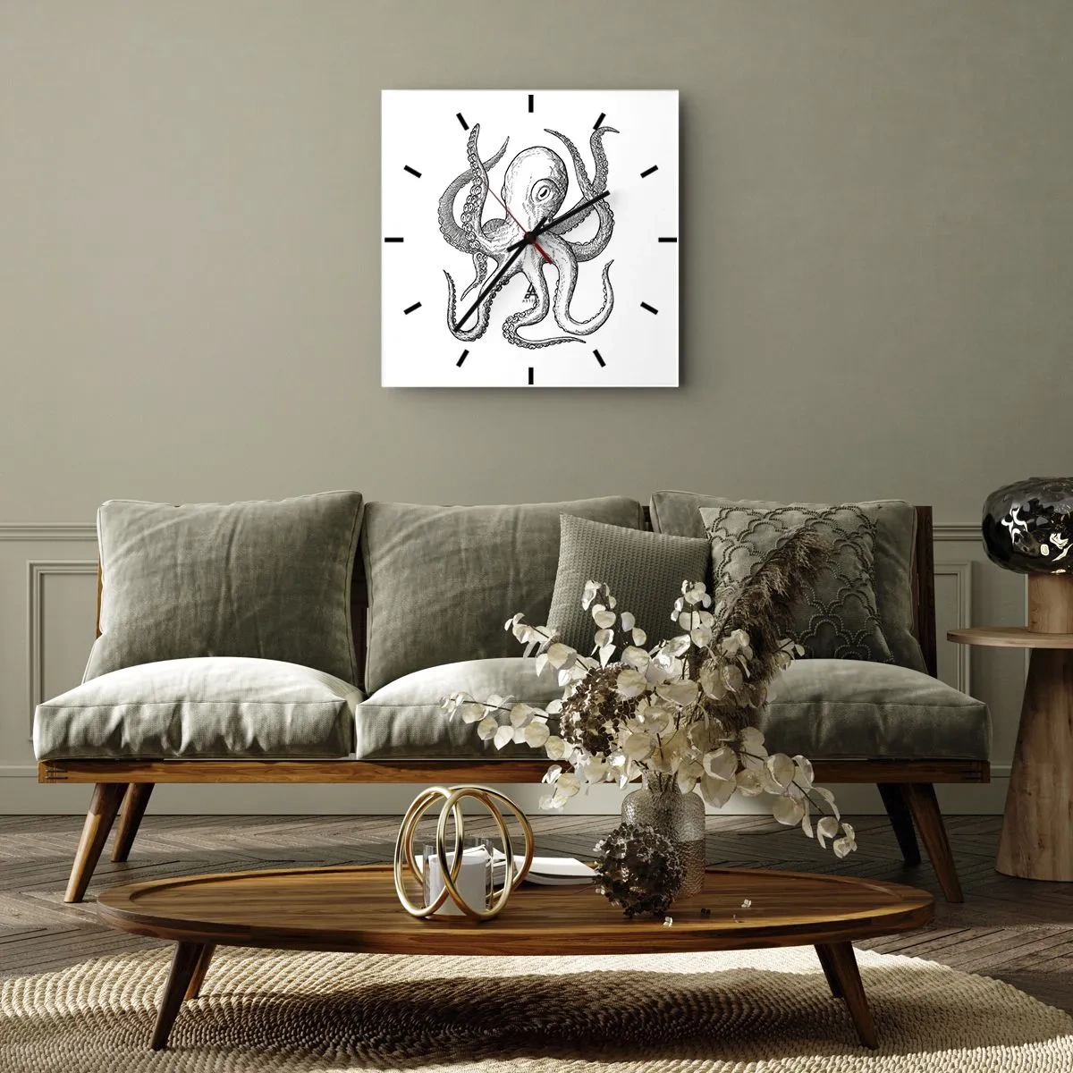 Relógio de parede - Relógio em vidro - Dançando com as ondas - 40x40 cm
