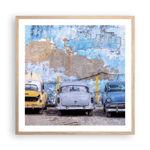 Pôster com moldura de carvalho claro - Encontro de Veteranos - 60x60 cm