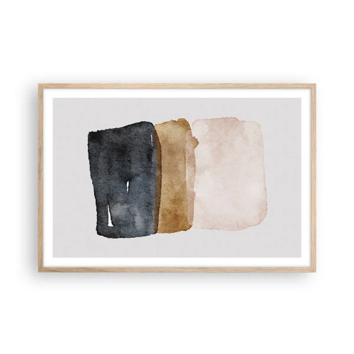 Pôster com moldura de carvalho claro - Composição das cores da terra - 91x61 cm