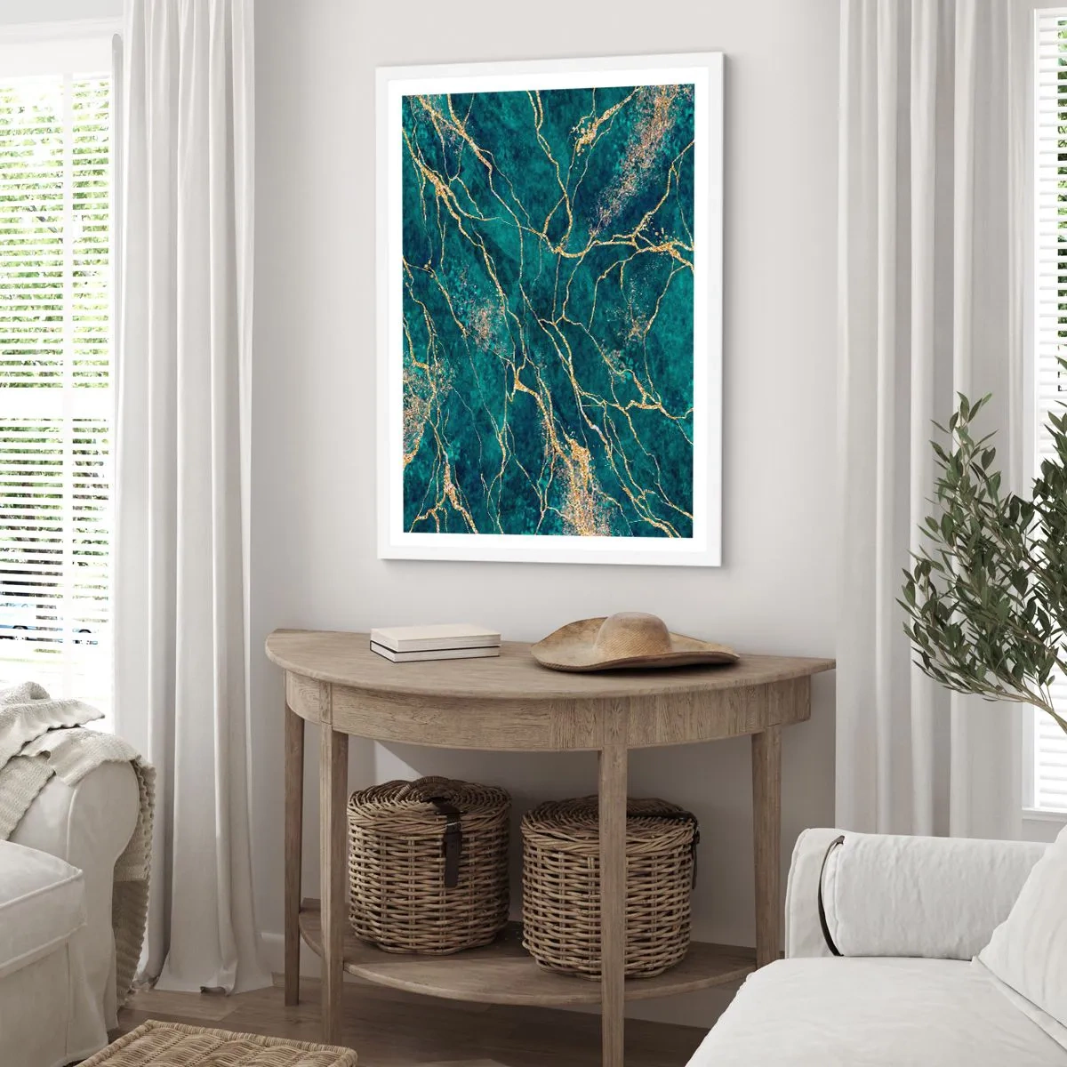 Pôster em moldura branca - Veia dourada - 40x50 cm